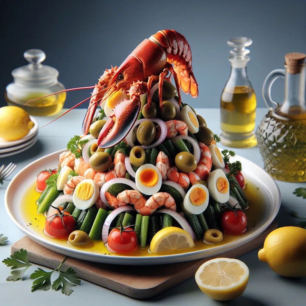 Layered Capon Magro of fish, seafood and vegetables set in delicate gelatine