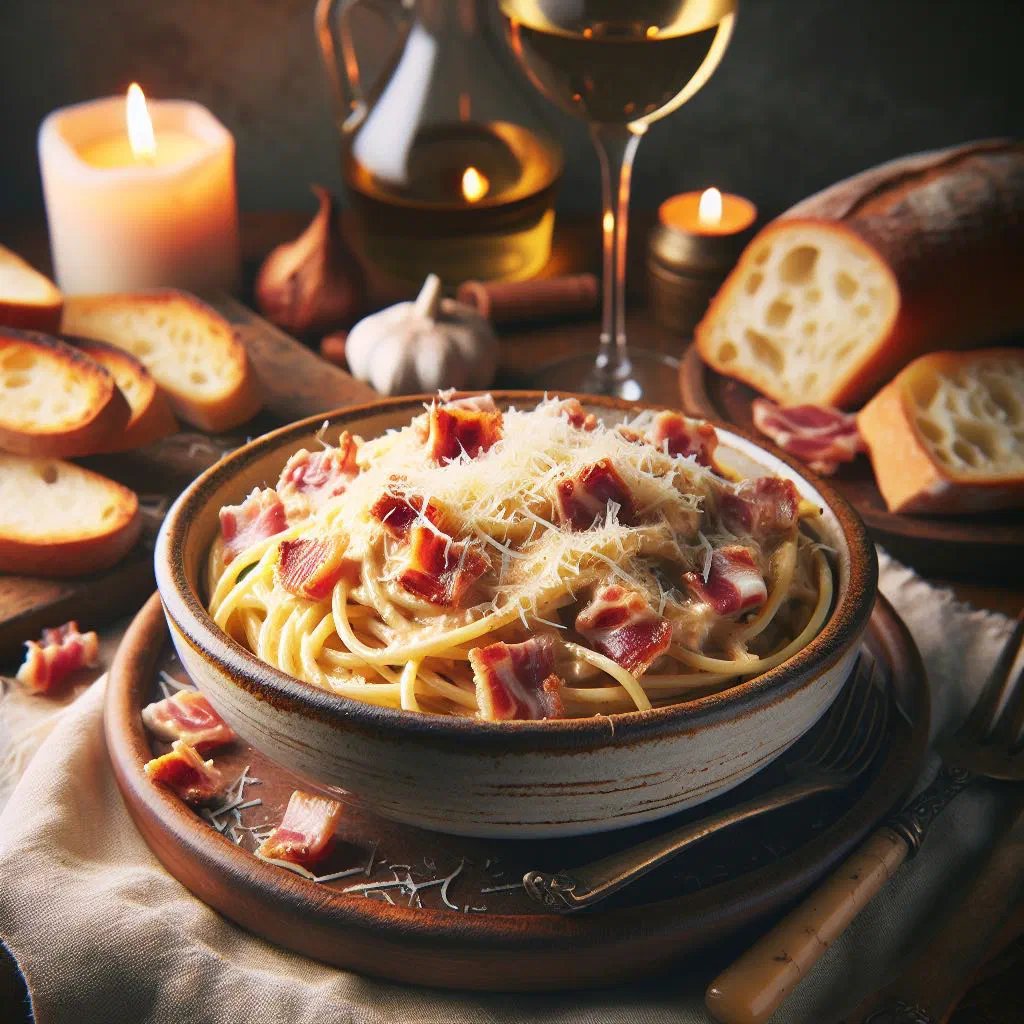 Spaghetti carbonara with crisp pancetta and a creamy egg sauce