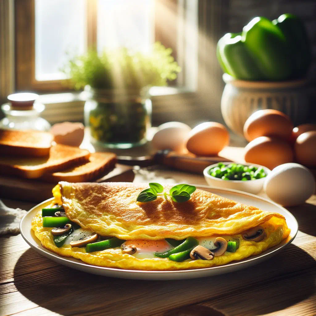 Golden Italian frittata in a pan, garnished with fresh herbs