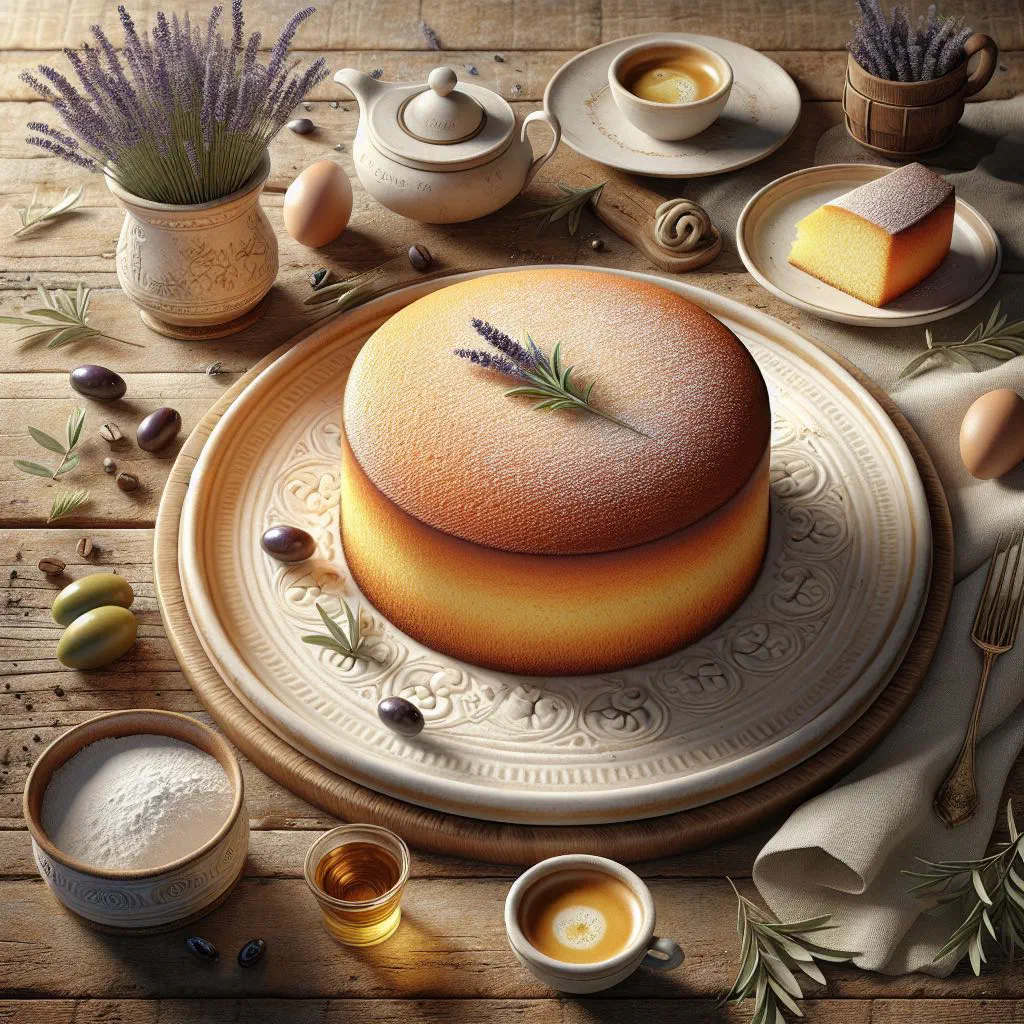 A light golden Pan di Spagna sponge cake dusted with sugar