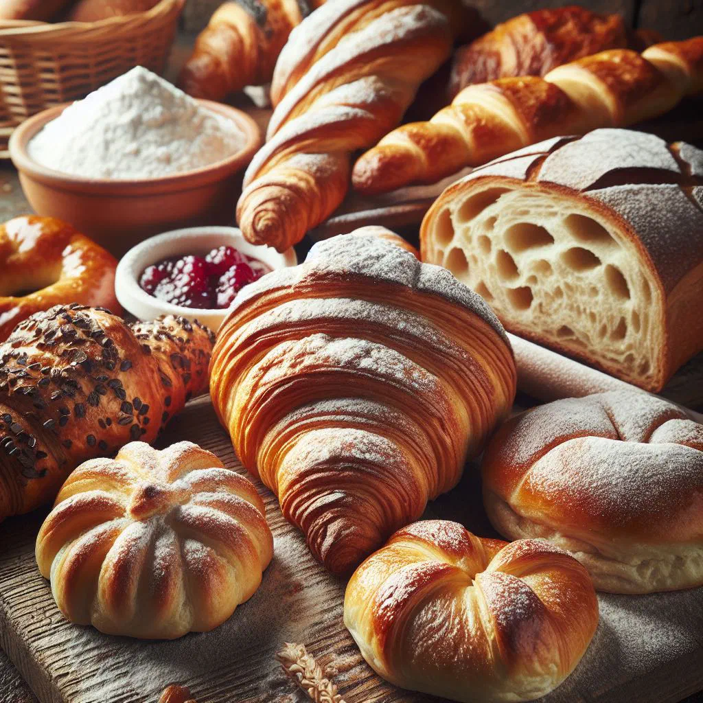 Crisp shell-shaped sfogliatella pastries dusted with icing sugar