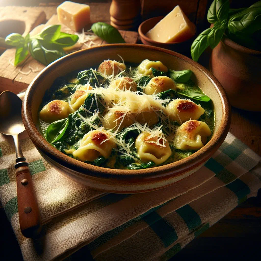 Strangolapreti spinach dumplings tossed in sage butter and grated parmesan