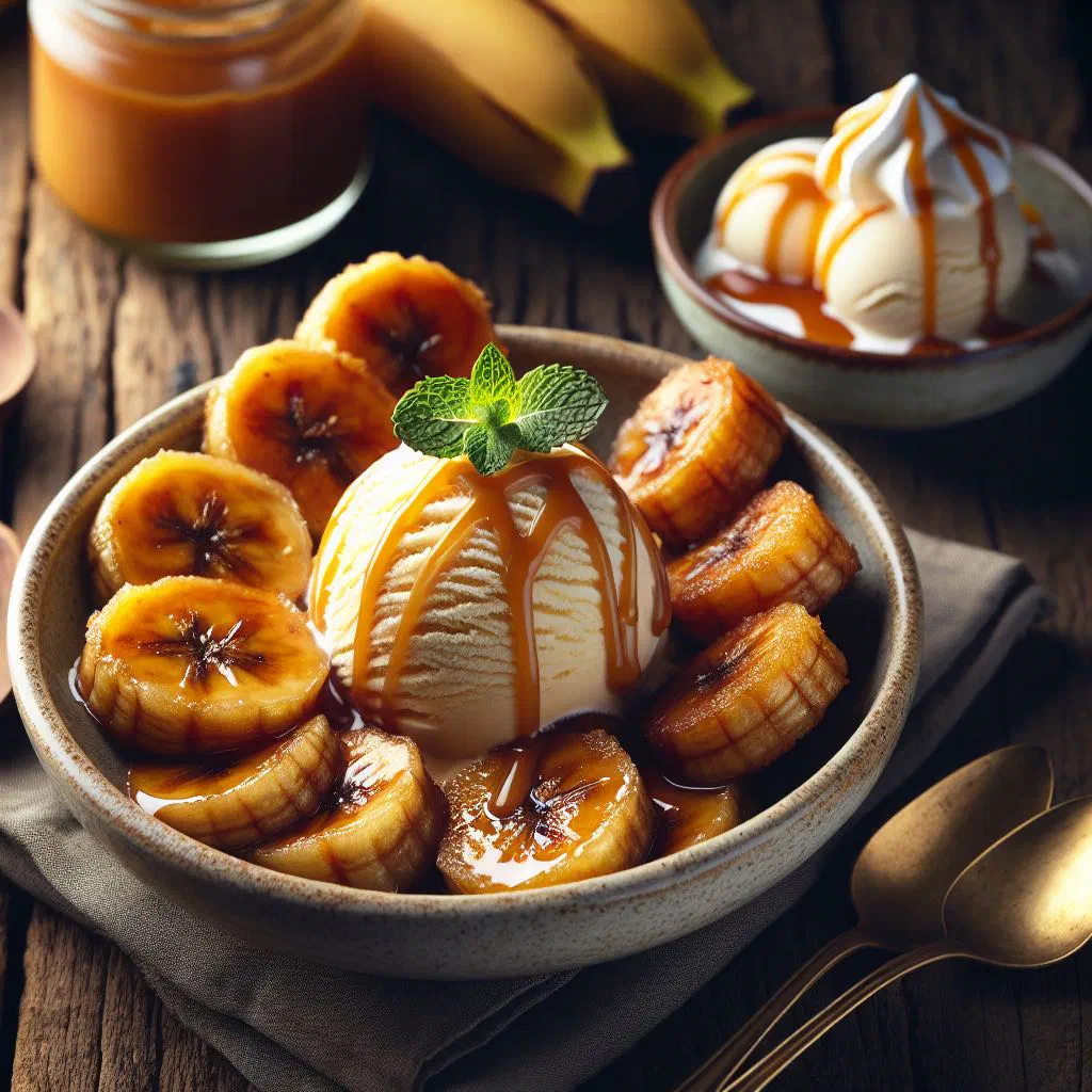 Golden fried banana slices served on a plate