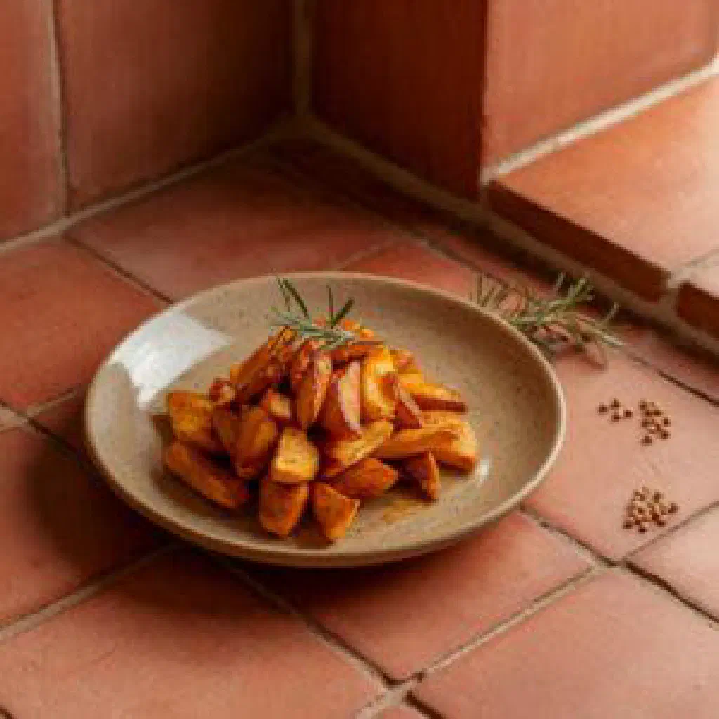 Soft white placali served with a rich, nutty sauce graine