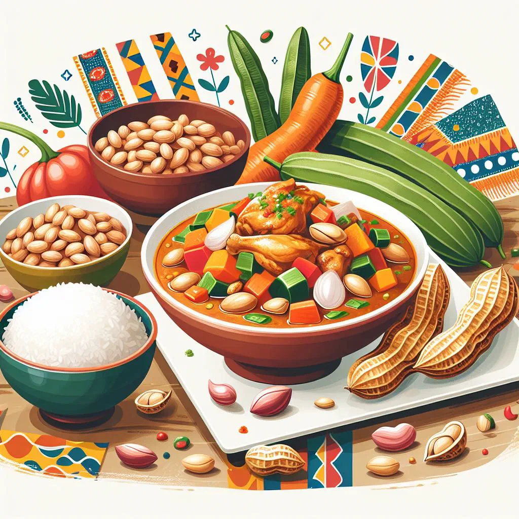 Creamy Ivorian peanut sauce in a bowl served with rice