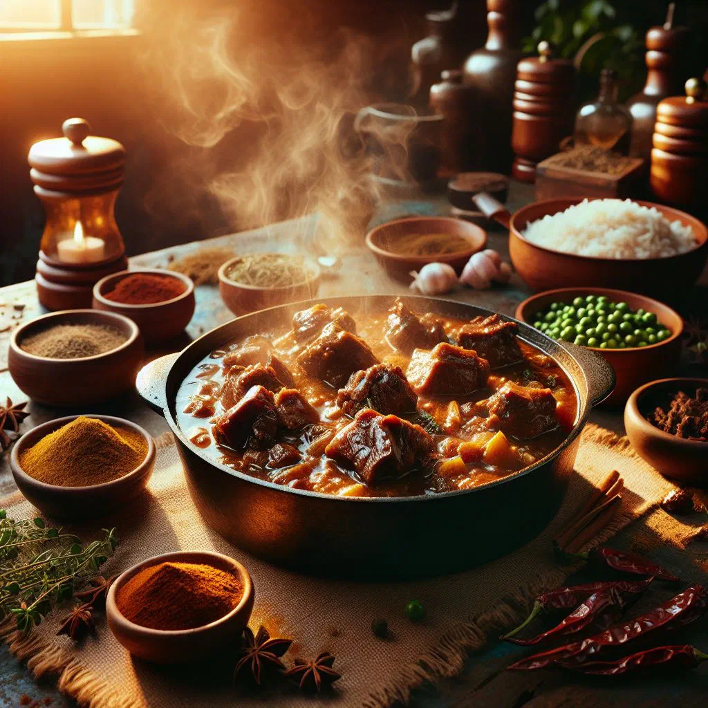 Tender braised oxtail in a rich brown gravy with carrots