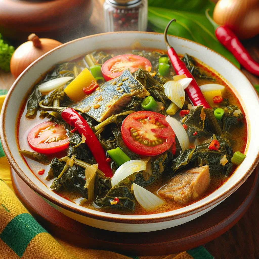Sautéed callaloo greens with flaked saltfish, onions and peppers
