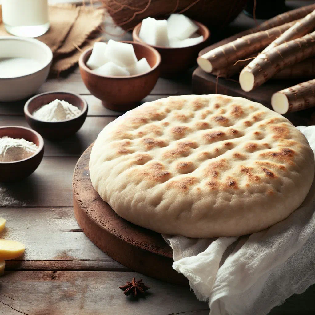 Golden pan-fried cassava bammy flatbreads on a plate