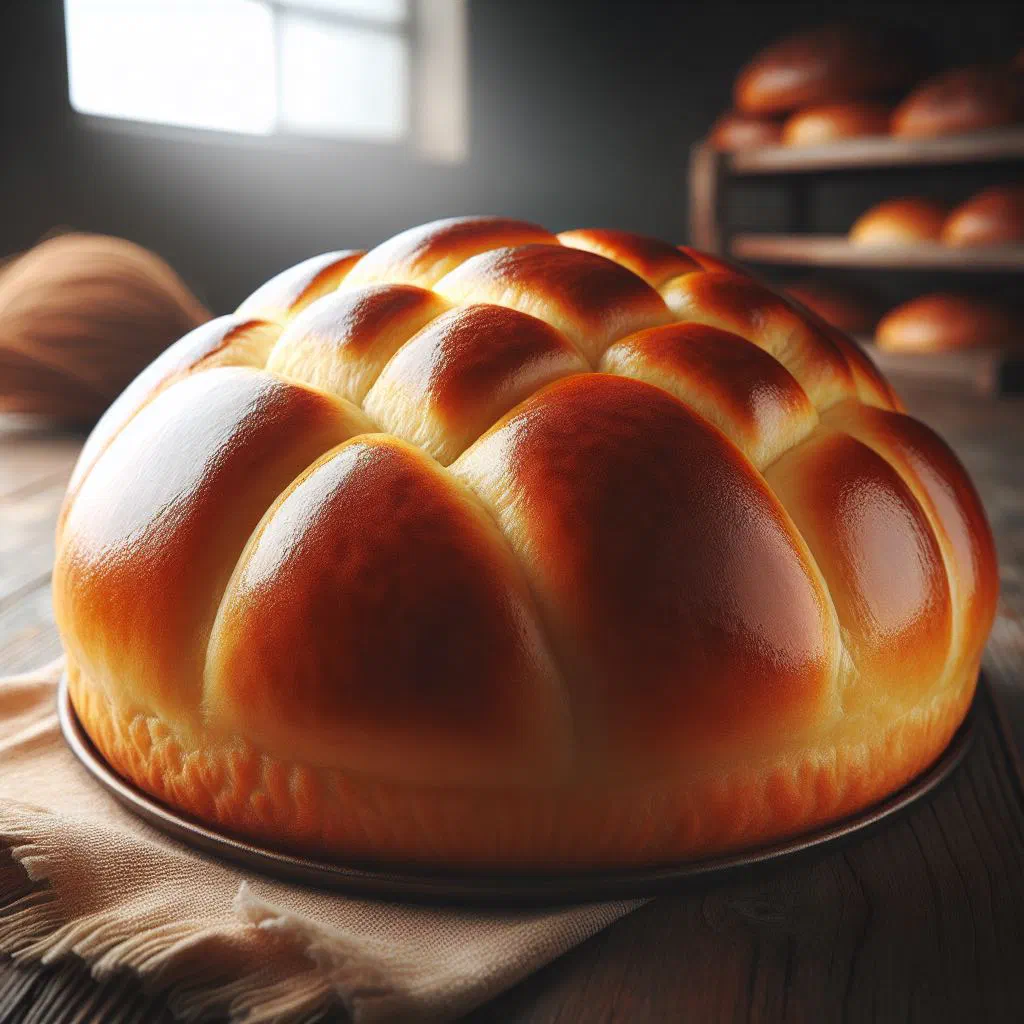 Soft folded Jamaican coco bread with a golden crust on a wooden board