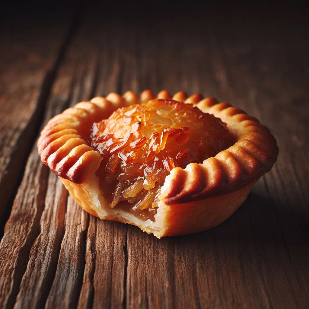 Small Jamaican coconut gizzada tarts with a crimped crust and sweet coconut filling