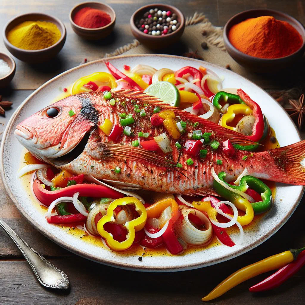 Crispy fried snapper topped with a spiced vinegar, onion and pepper dressing