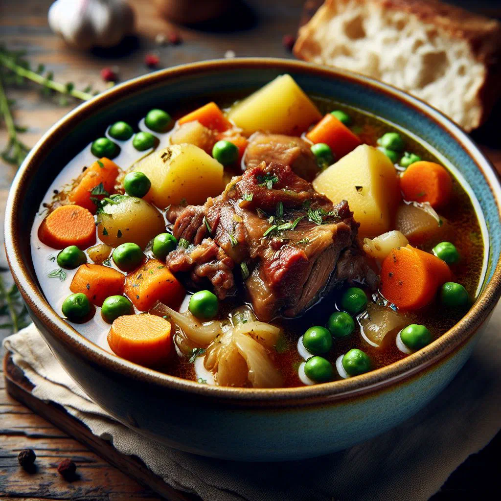 Rich Jamaican oxtail stew with tender beef and vegetables in a bowl