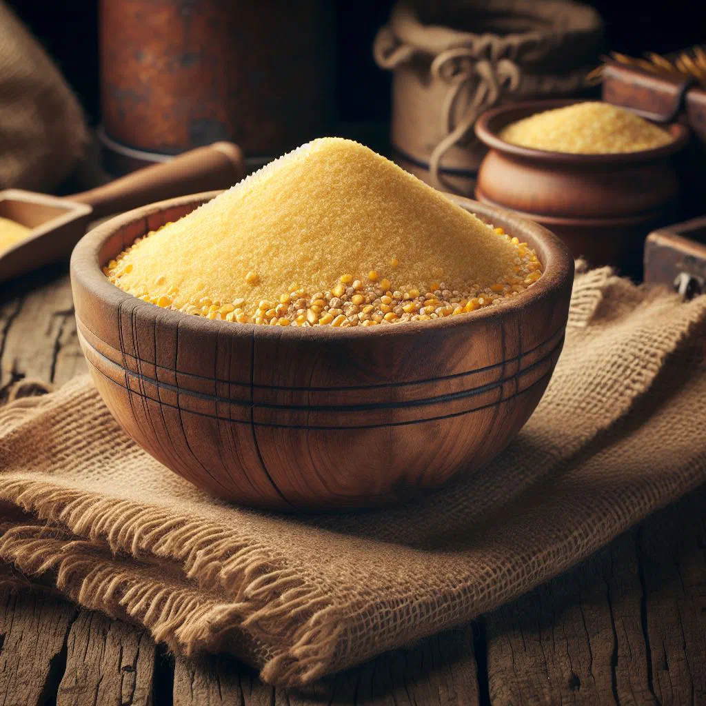 A bowl of soft, savoury Jamaican turn cornmeal ready to serve