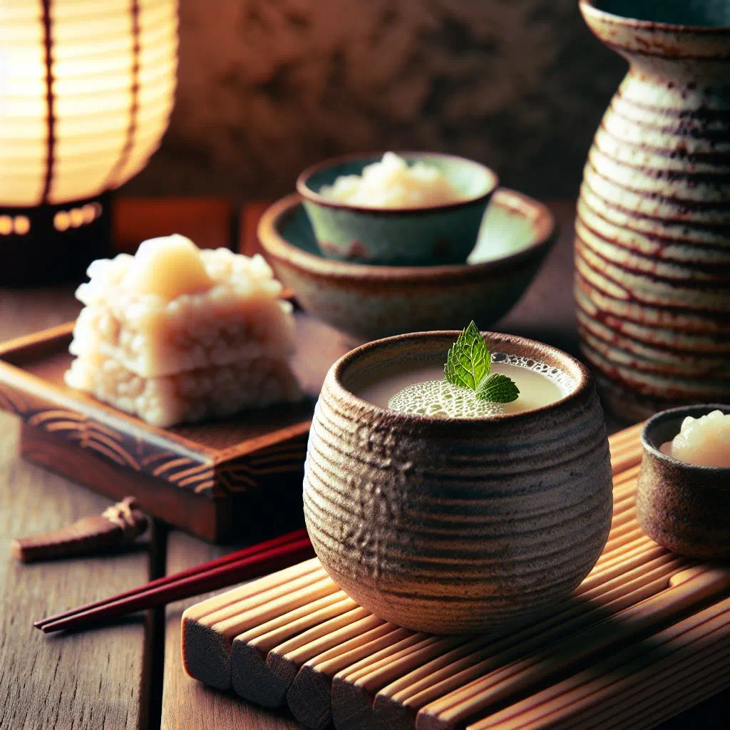 A bowl of creamy white amazake made from fermented rice