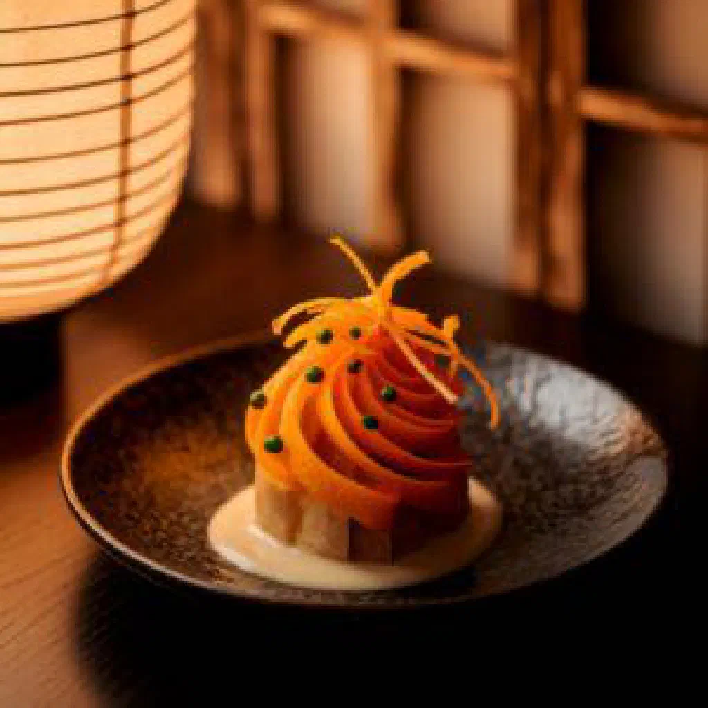 Chirimen sansho with sansho pepper and spring onion garnish