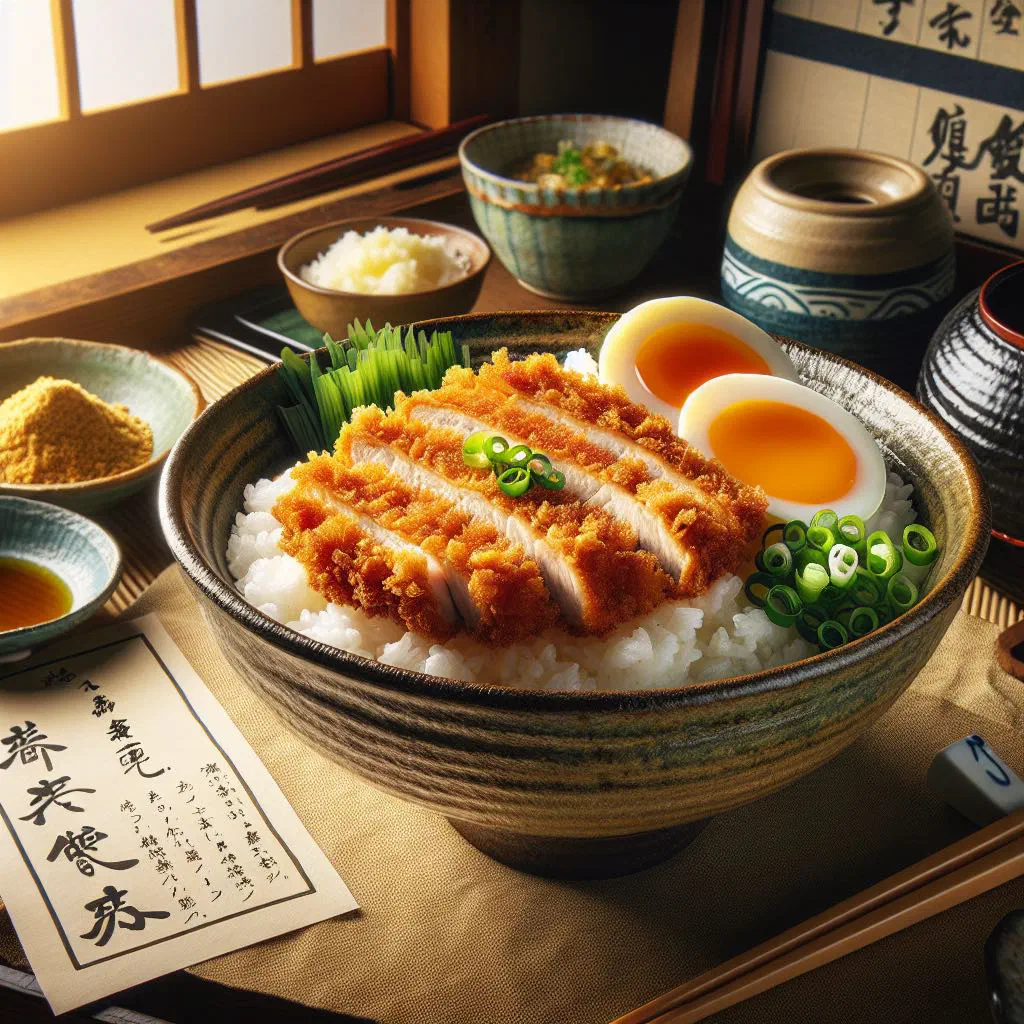 Katsu donburi with crispy breaded pork and egg over steaming rice