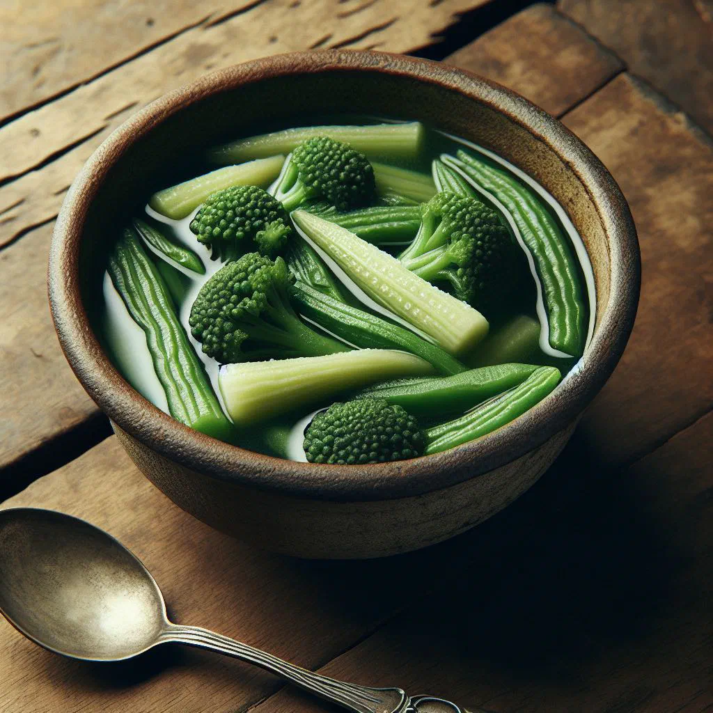 A bowl of Noppei Jiru soup with tofu, root vegetables and spring onions