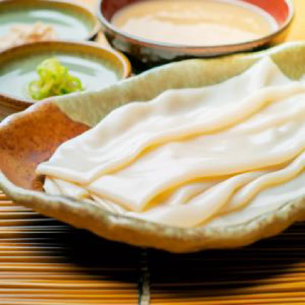 Delicate strips of yuba tofu skin with fresh vegetables and herbs