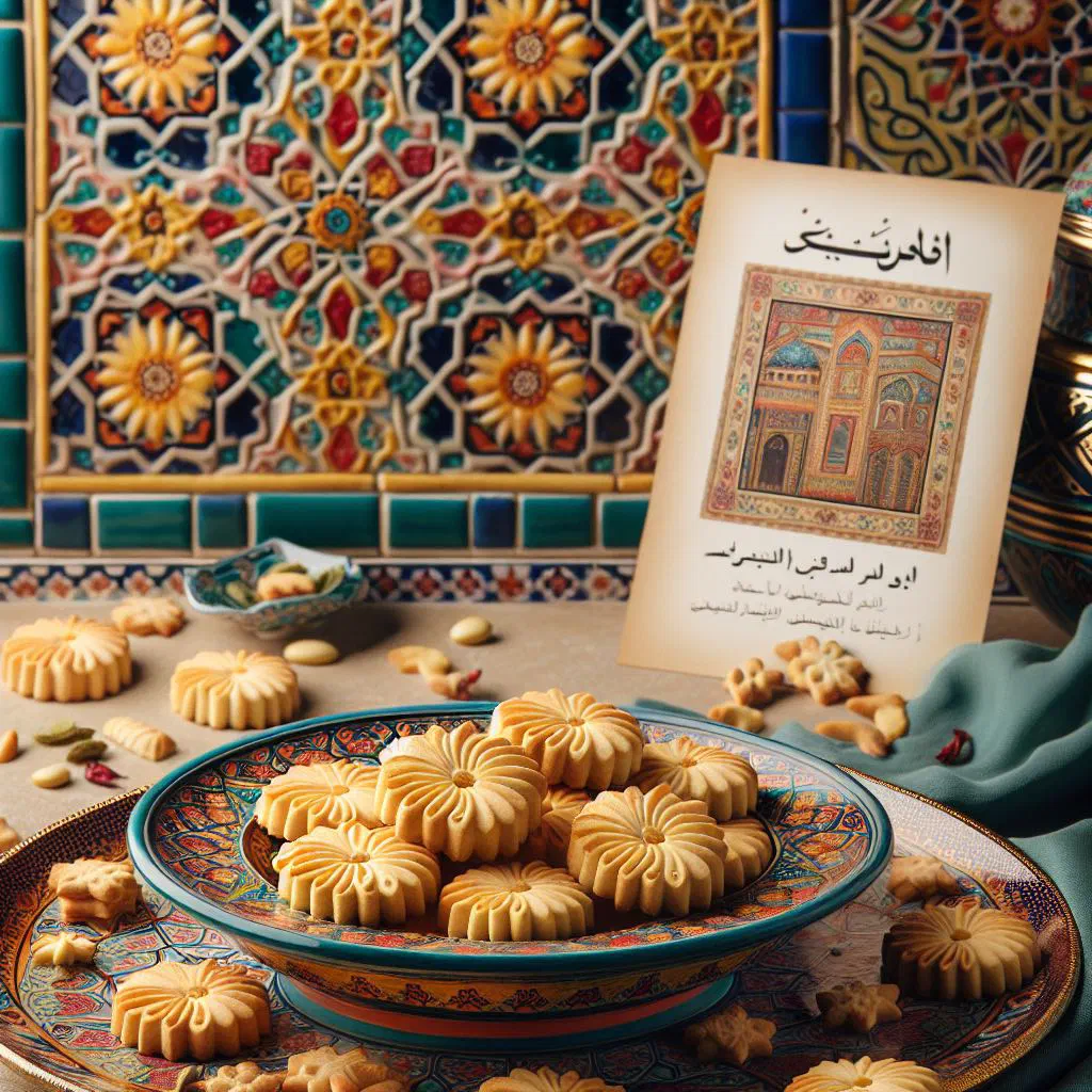 Round Ghraybeh shortbread biscuits topped with whole almonds