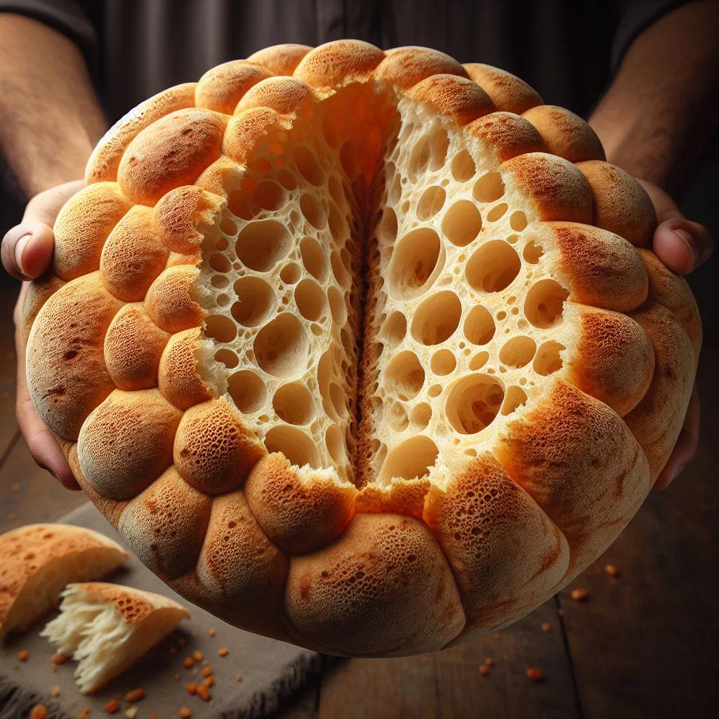 Round Jordanian khobz baladi flatbread with a golden, crusty top