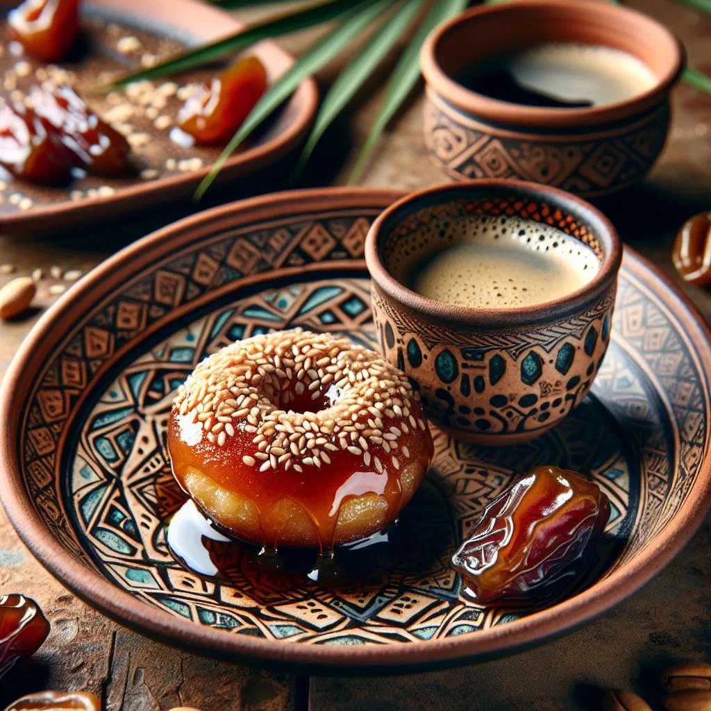 Golden fried Loqmat Al Qadi dough balls drizzled with honey syrup and pistachios