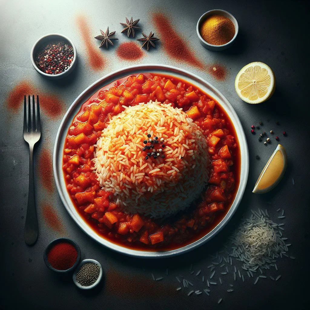 Fragrant Jordanian tomato rice garnished with fresh parsley