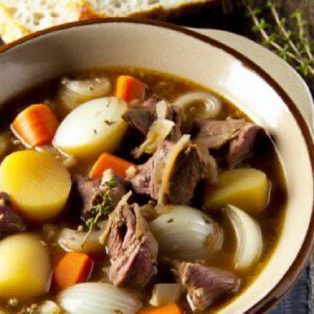 Slow-cooked Kazakh suyak with tender lamb, potatoes and carrots