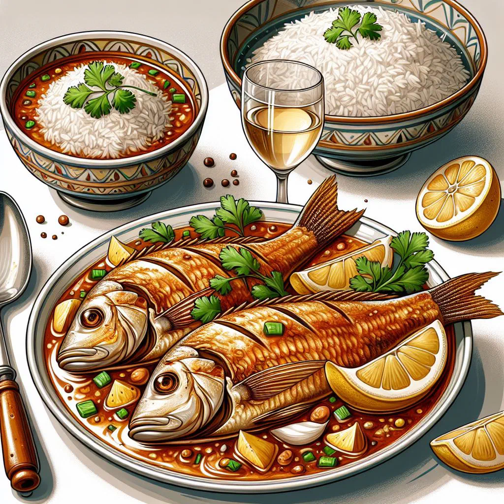 Pan-fried tilapia fillets in a tomato and onion sauce with fresh herbs