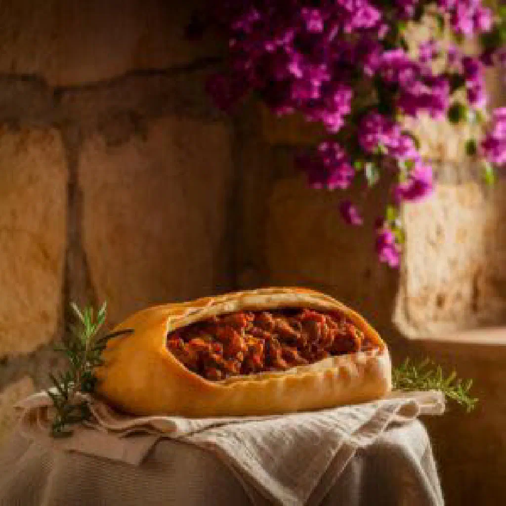 Golden pan-fried Flisk dough parcels filled with spiced minced meat