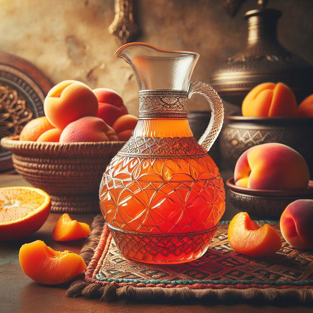 Qamar al-Din apricot paste served in a small glass with mint and pistachios