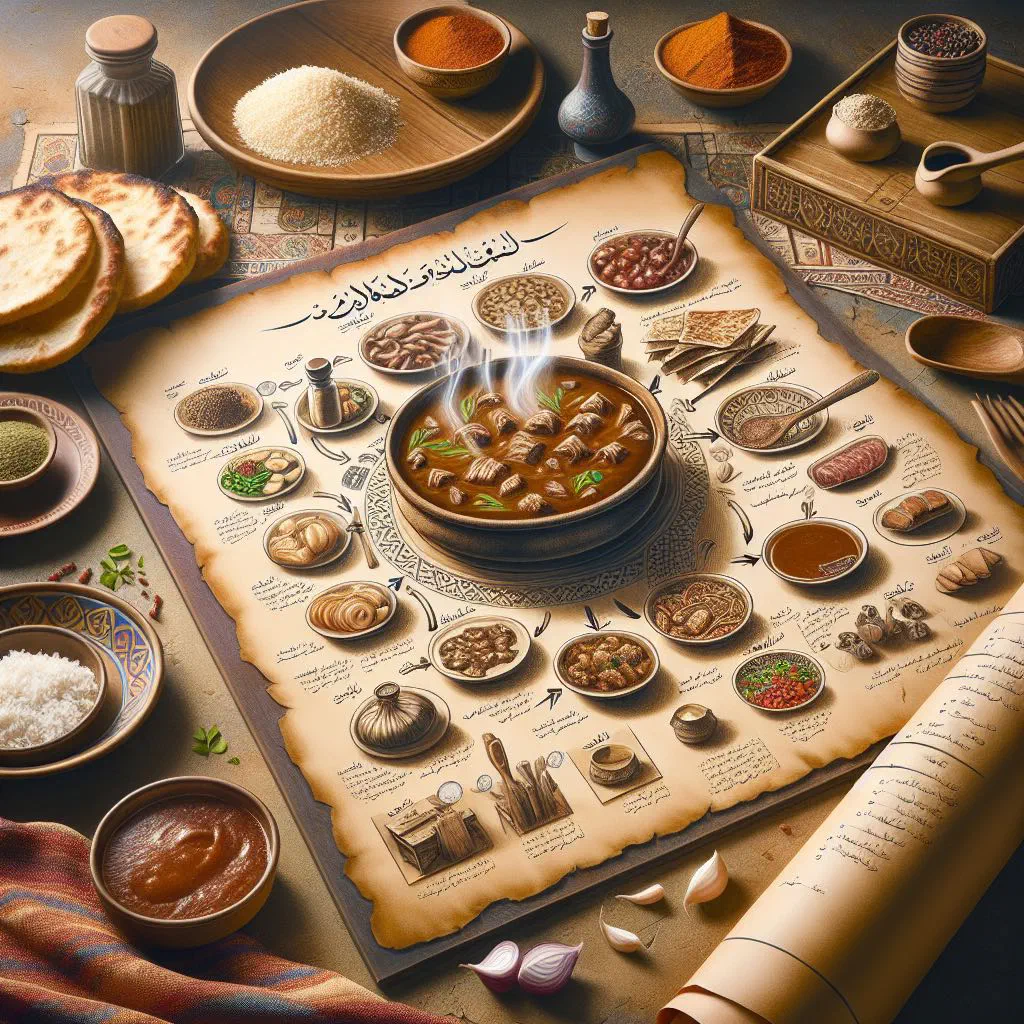 Kuwaiti tashreeb with tender lamb and vegetables over torn flatbread in a bowl of broth