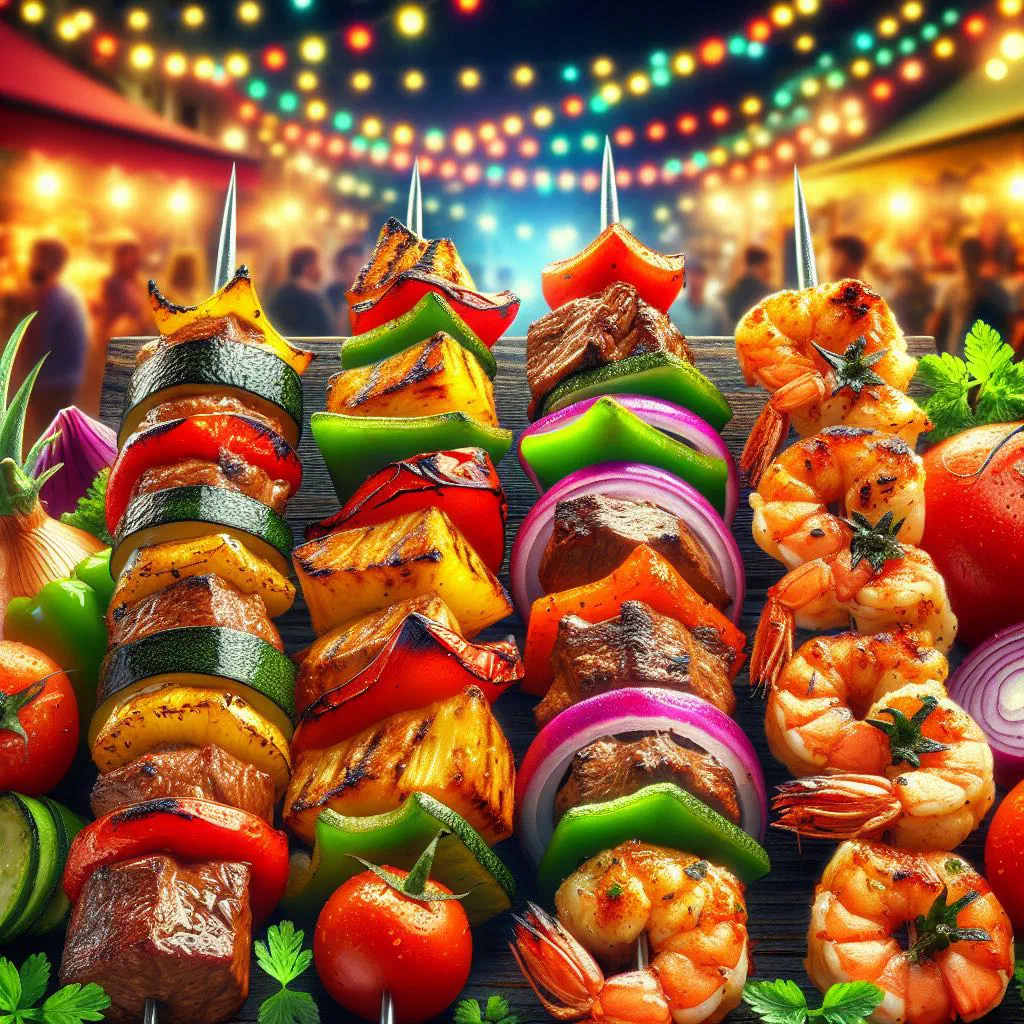 Grilled Lebanese kebabs garnished with fresh parsley