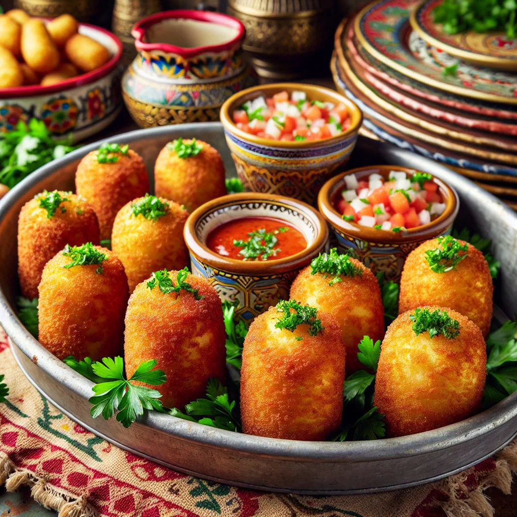 Golden baked Kebbet Batata with spiced minced meat and mashed potato