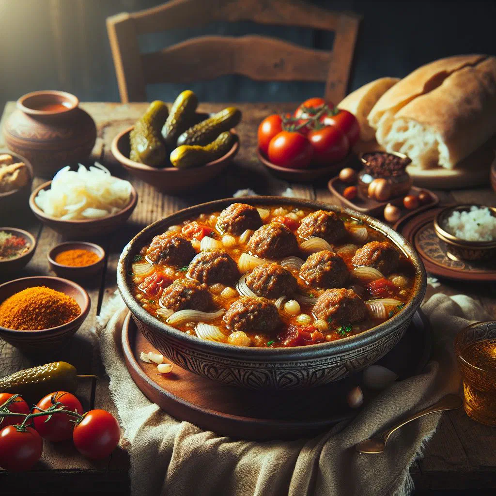 Golden-fried kibbeh arnabiyeh balls served with yoghurt and fresh salad