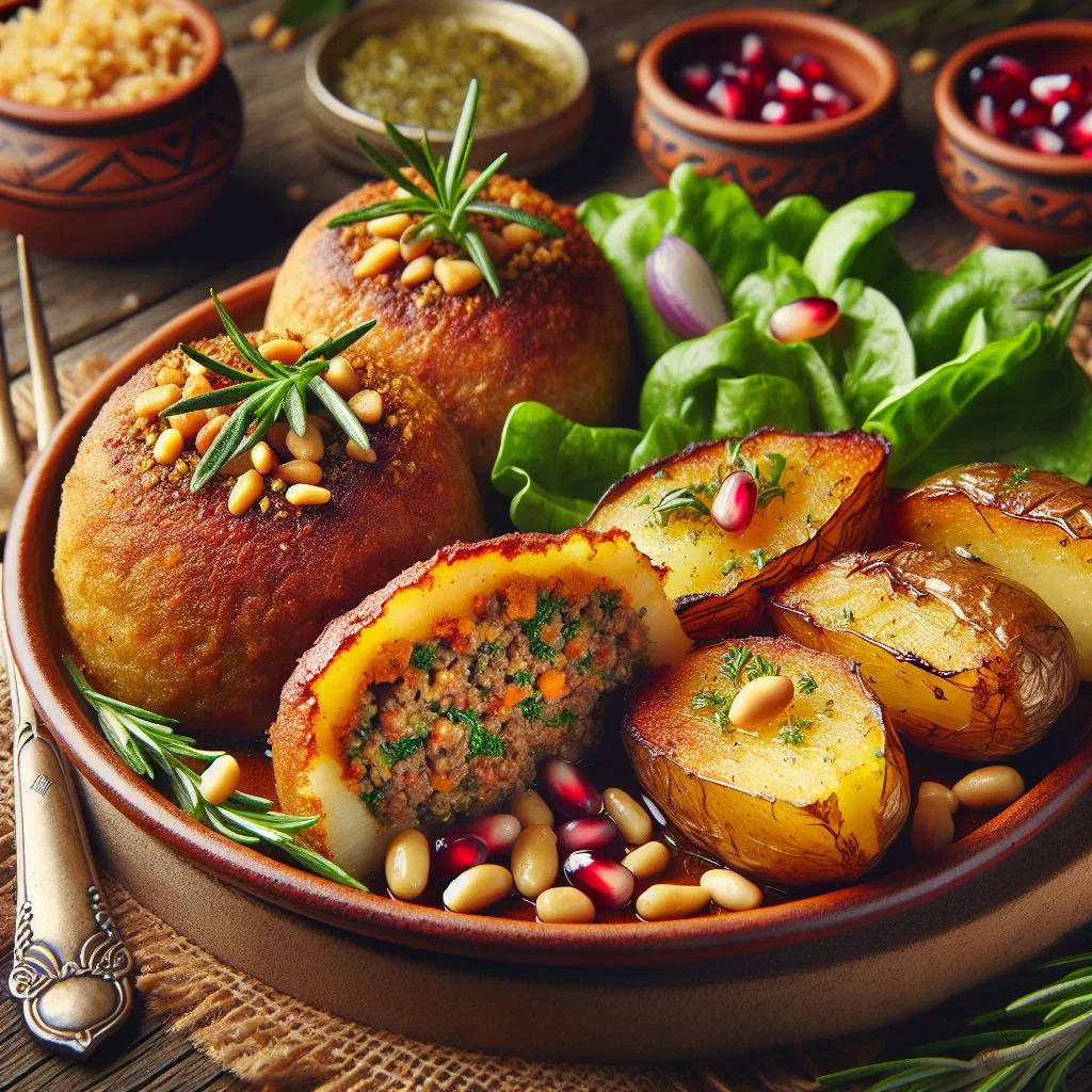 Golden pan-fried kibbeh batata patties garnished with fresh parsley