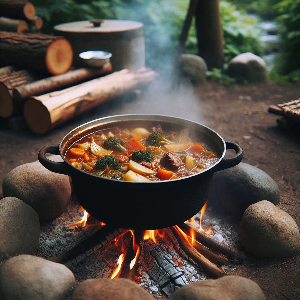 Bowl of Dinawa stew with beans, carrots and peppers in a rich broth
