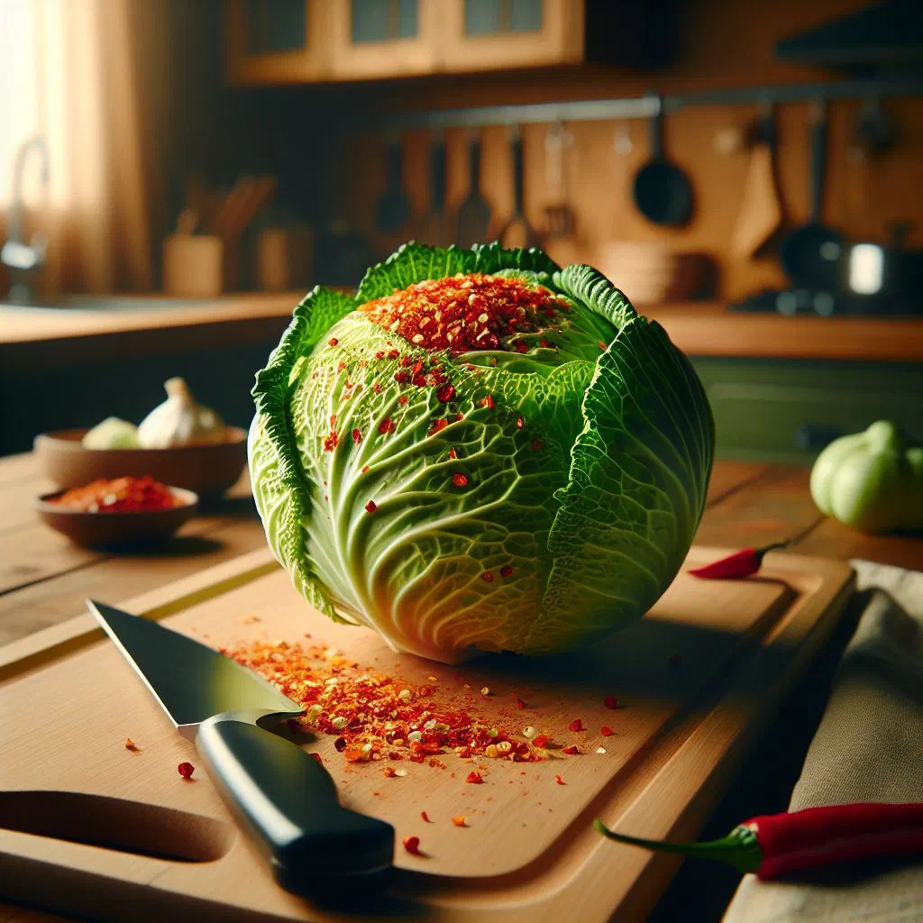 Spicy cabbage stir-fry garnished with fresh parsley