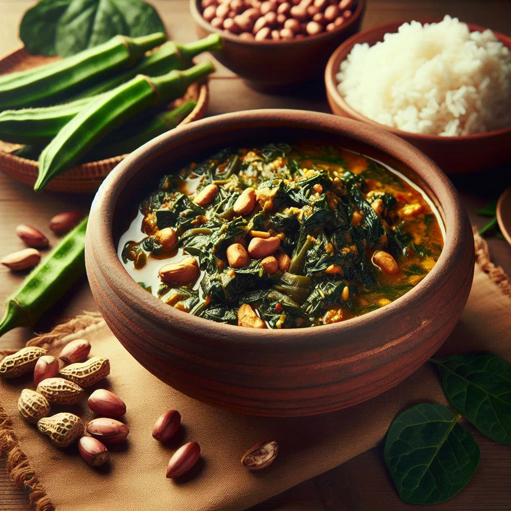 Plasas spinach stew with meat, served with white rice