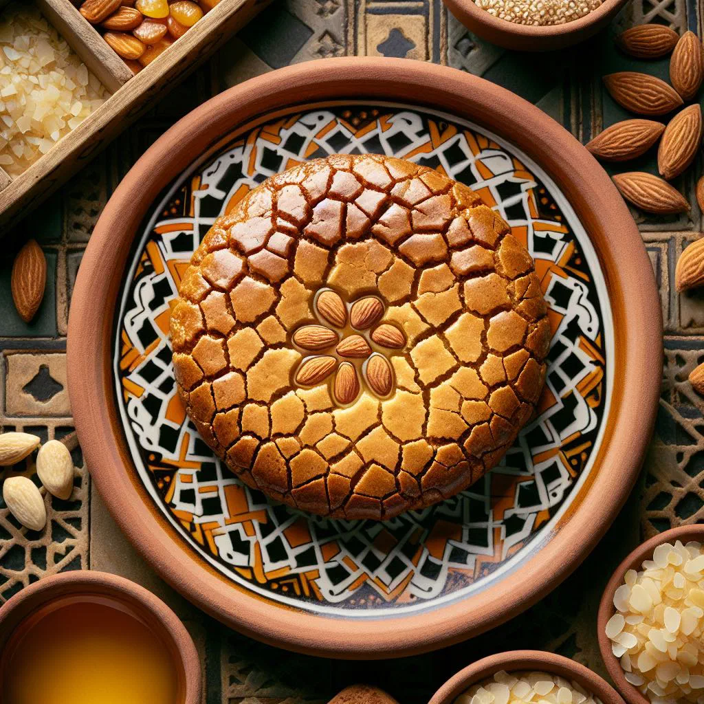 Golden ghoriba almond biscuits dusted with icing sugar