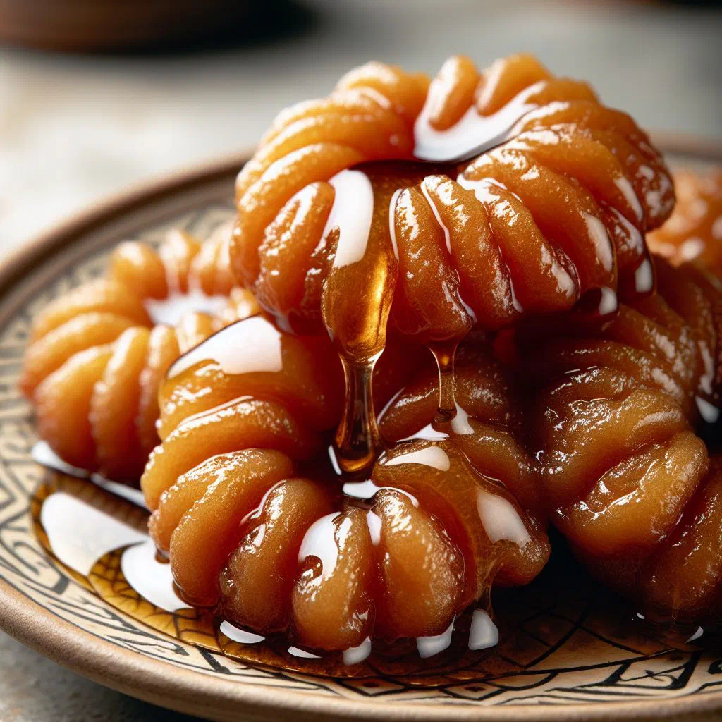 Golden fried zalabia dough balls drizzled with honey