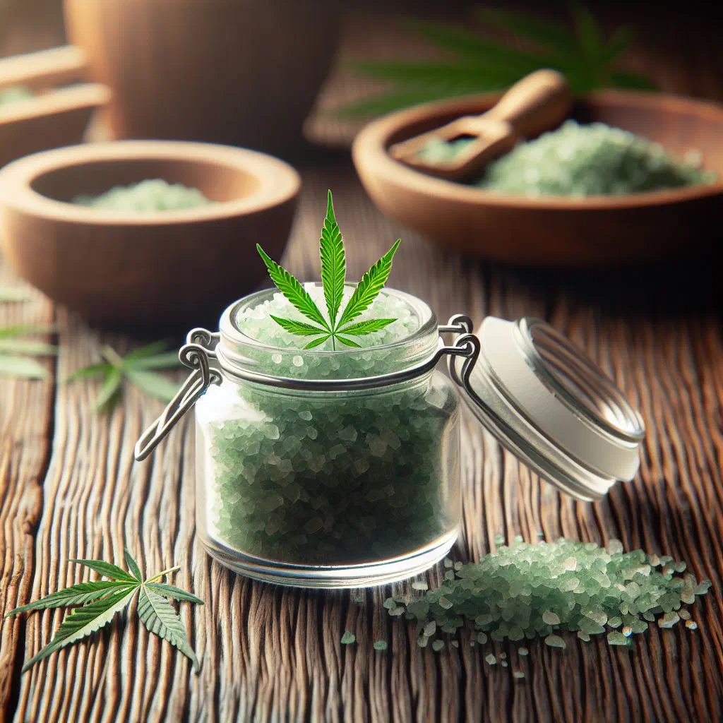 Bowl of Lithuanian hemp salt made from toasted hemp seeds and sea salt