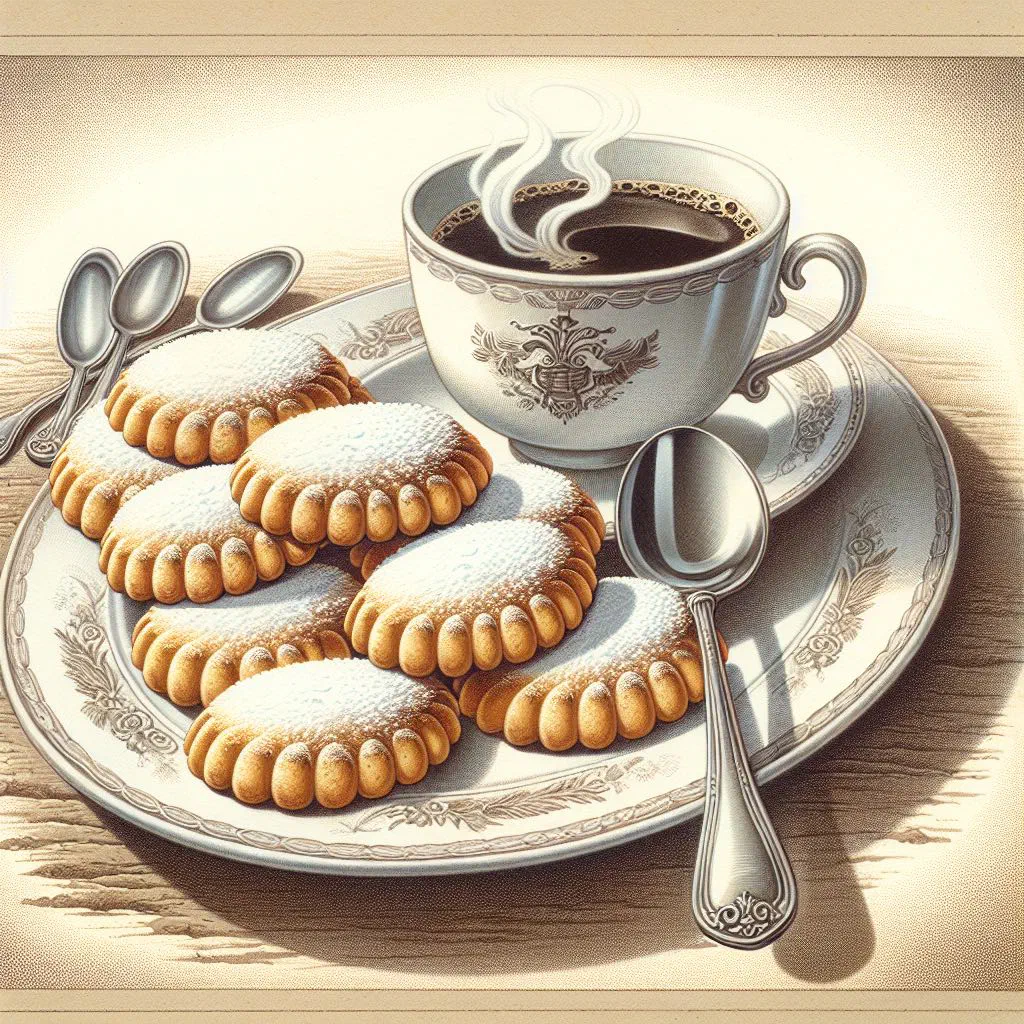 Small golden Lëffelgebäck biscuits cooling on a wire rack