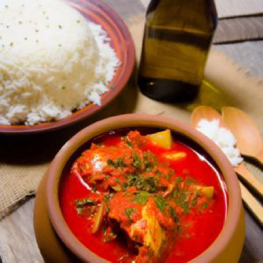 Madagascan akoho rony chicken simmered with tomatoes and fresh herbs