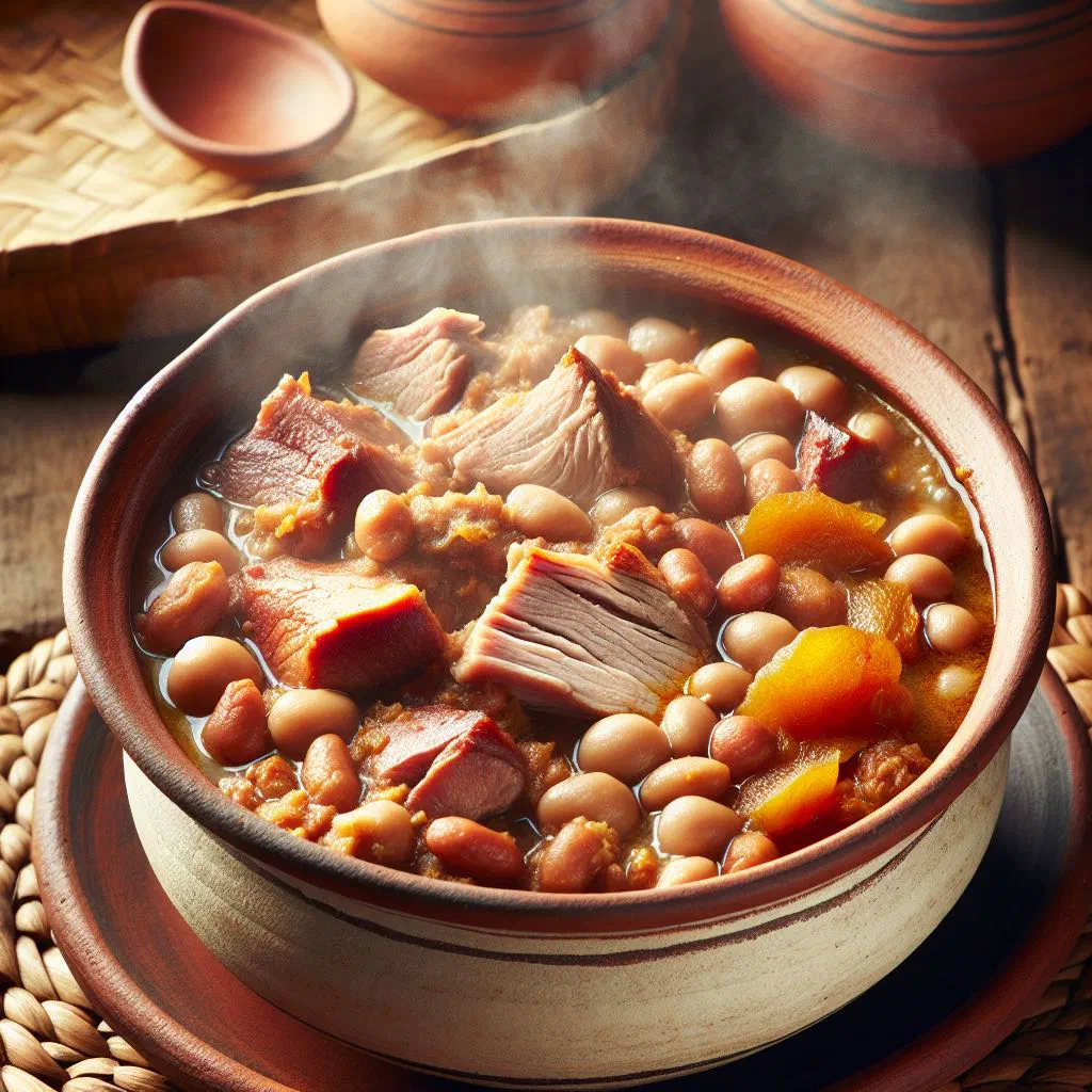 Madagascan goat and bean stew garnished with fresh coriander