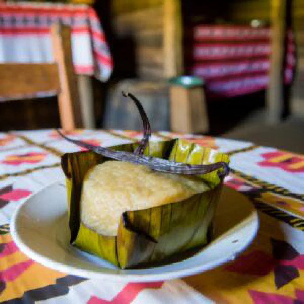 A bowl of Mofomamy, a Madagascan rice dish with vegetables