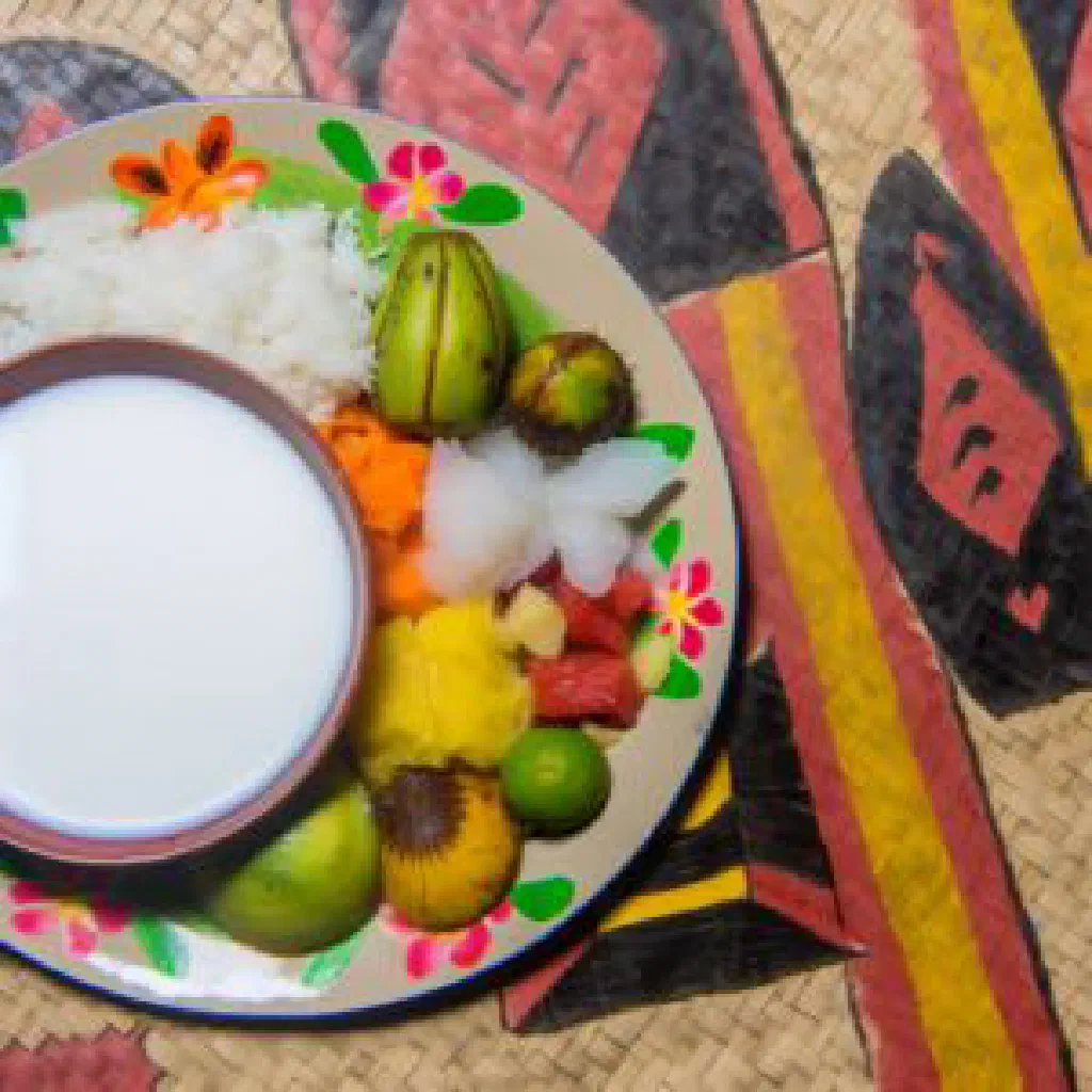Set coconut dessert Susu Sy Voanio cut into pieces in a small bowl
