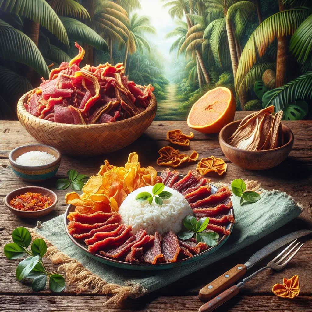 Fragrant white rice served with strips of grilled, marinated pork