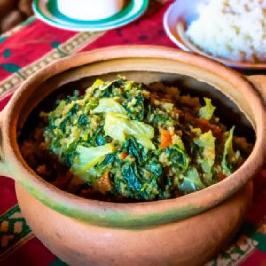 Malagasy voazavo stew of pork with vegetables and spices