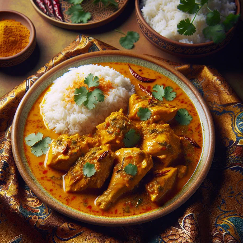 Gulai ayam chicken curry in a creamy coconut sauce with aromatic spices