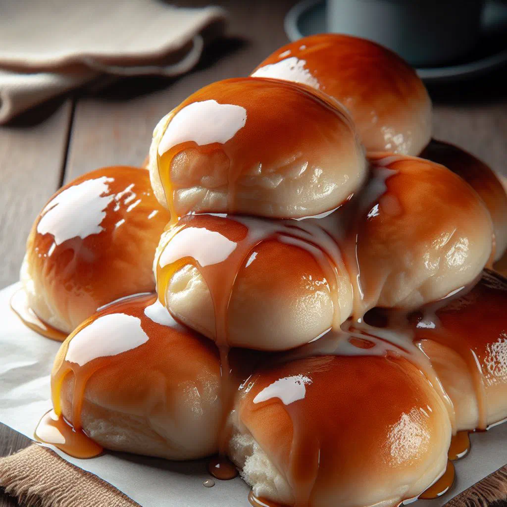 Golden roti bom flatbread served with condensed milk for dipping